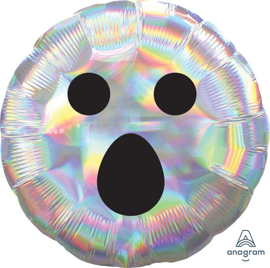 18" Iridescent Ghost Face Foil Balloon