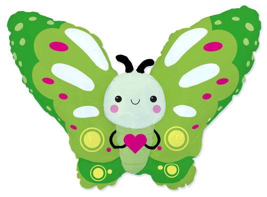 44" Cute Butterfly Green Foil Balloon