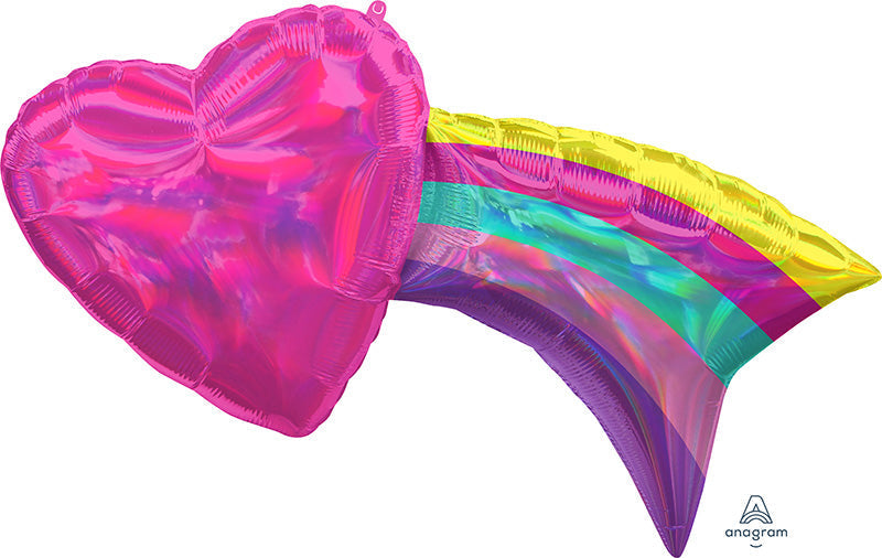 33" Iridescent Heart and Rainbow  Holographic Foil Balloon