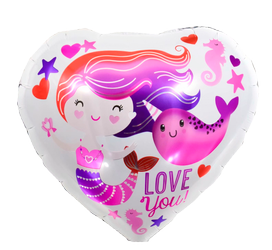 18" Mermaid narwhal love you foil balloon - 38829-02