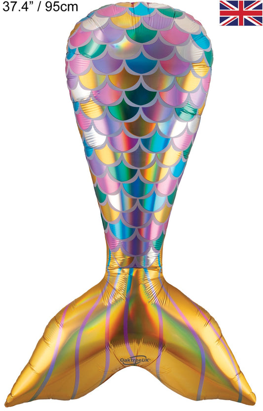 37" Iridescent Mermaid Tail Foil Balloon