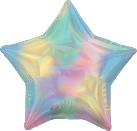 19" Iridescent Pastel Rainbow Star foil balloon - 3940701